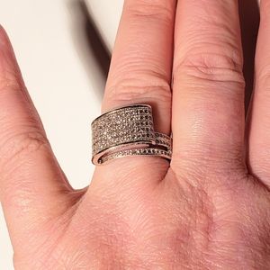 STUNNING Chunky silver CZ ring